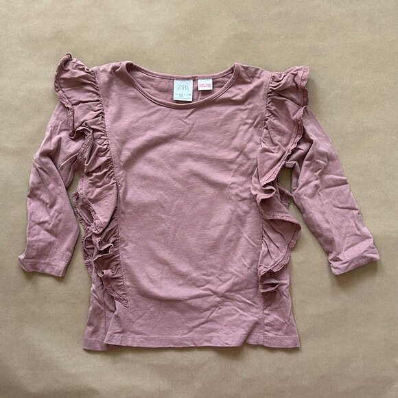NWOT Zara Long-Sleeved Ruffle T-Shirt | 4-5Y - Picture 1 of 6